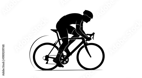 Man riding a bicycle fast outdoors.