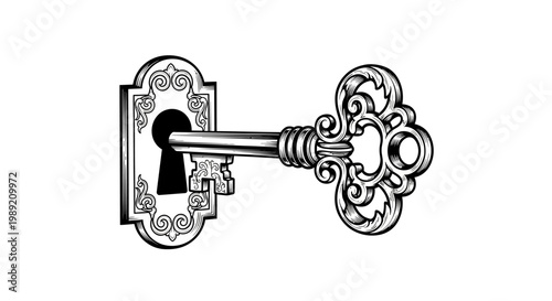 Vintage antique door lock hardware.