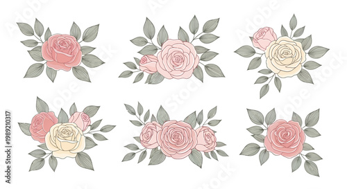 Roses with green leaves arrangement.