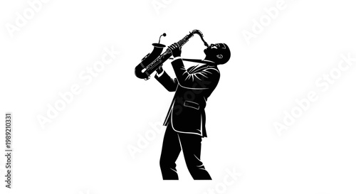Man playing a saxophone instrument.
