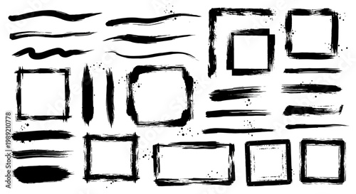 Black Brush Stroke Rectangle Shapes.