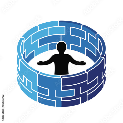 A person trapped in a circular maze.