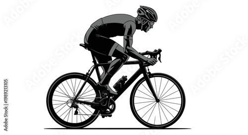 Man Riding a Racing Bicycle Outdoors.