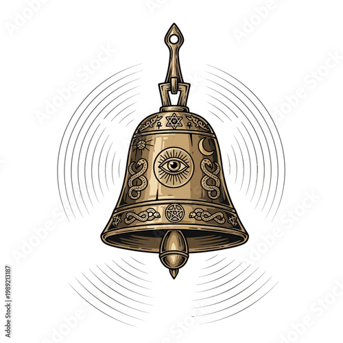 Occult Bell with Eye of Providence and Symbols