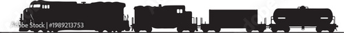 Train, locomotive, rail, transportation, silhouette, vector icons, black, white background, 5 elements