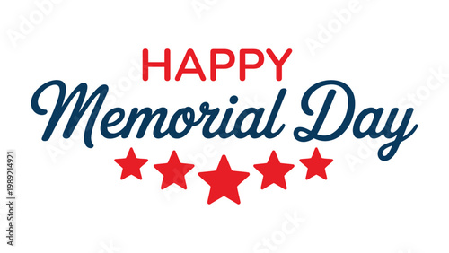 Schilderij op canvas Happy Memorial Day typography with stars and patriotic lettering design in red a