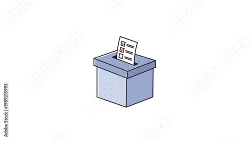 Simple ballot box icon with a marked voting paper represents democratic elections and public participation in voting.