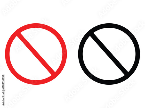 Prohibition Sign Icon Vector No Symbol Circle Ban Warning Illustration