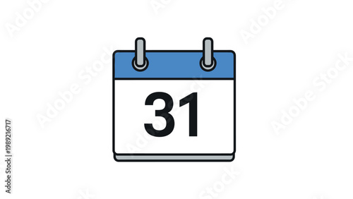 Clean calendar icon showing the number thirty-one for the end of the month or a specific date on a white background.