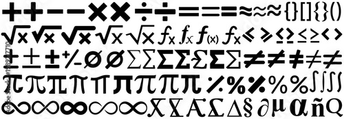 vector set math symbol collections. different Mathematical icon. pi, equal, division, sigma, plus, minus multiplication symbol template design illustration