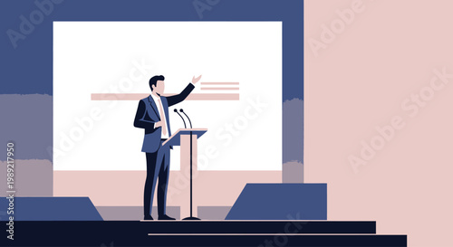 Businessman giving a presentation at a conference.