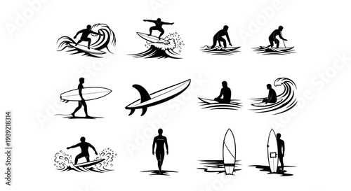 Silhouette of surfer on wave.