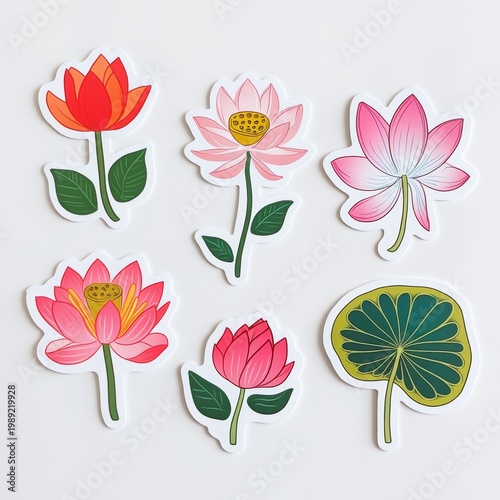 Sticker Pack of Colorful Lotus