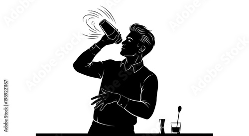 Man drinking from a bottle.