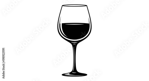 Red wine glass with dark liquid.