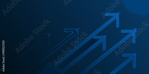 Abstract representation of growth with multiple upward pointing arrows