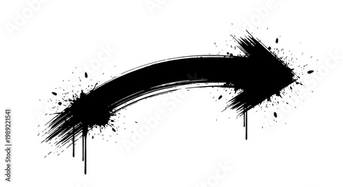 Black Arrow Brush Stroke Symbol.