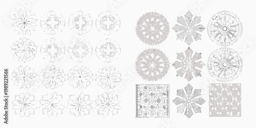 Collection of intricate circular and floral geometric design templates