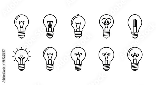 Black and white light bulb icons.