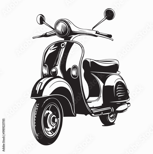 Classic Vintage Italian Scooter Vector Illustration in Retro Style