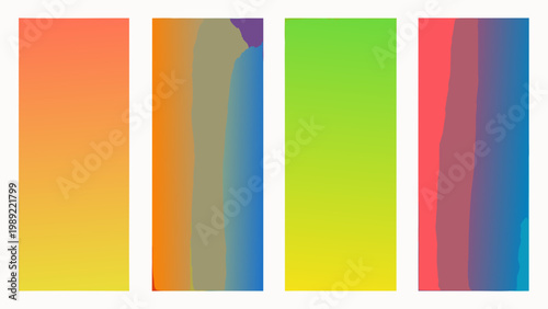 Four vertical rectangles display vibrant blended gradients of color