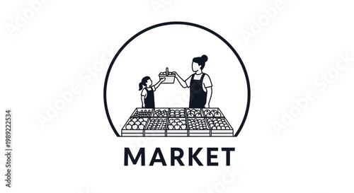 Market logo with people.