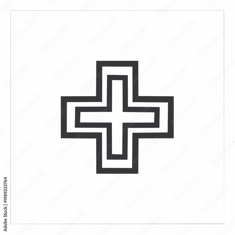 Fototapeta premium Minimalist geometric black outline cross icon vector illustration