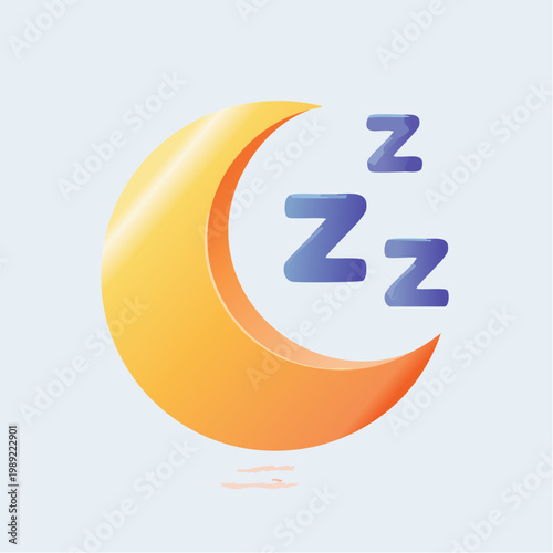 Crescent moon and zzz icons representing sleep and night concept
