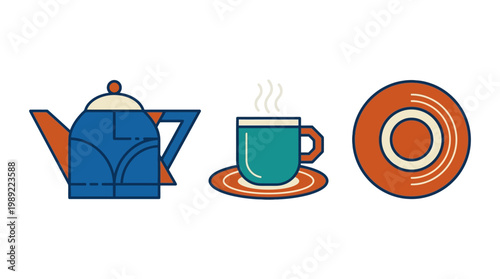 Teapot with cup and saucer.