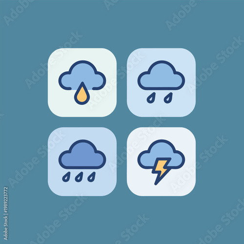 Four white representing different communication methods on a blue background
