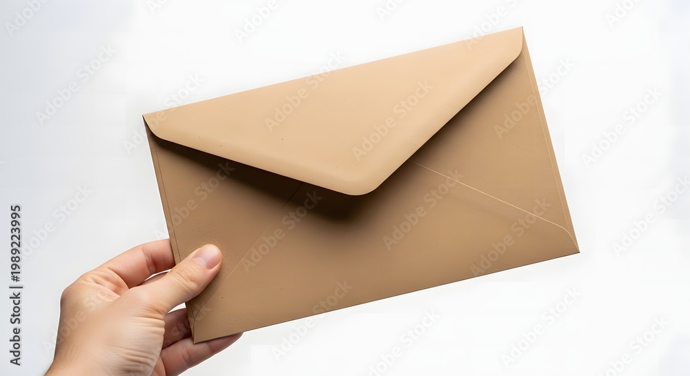 Fototapeta premium Hand holding a brown paper envelope close up view