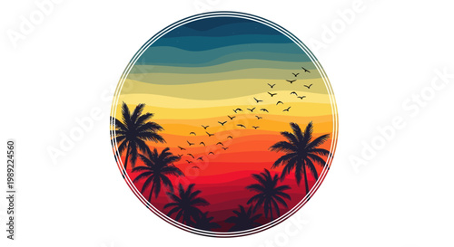 Silhouette of palm trees at sunset.