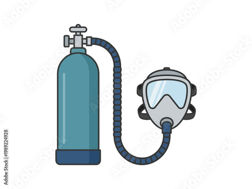 Scuba Diving Equipment with Oxygen Tank and Mask Isolated on Background