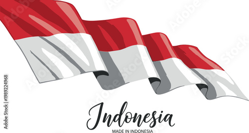 Waving indonesian flag with text a symbol of national pride and independence