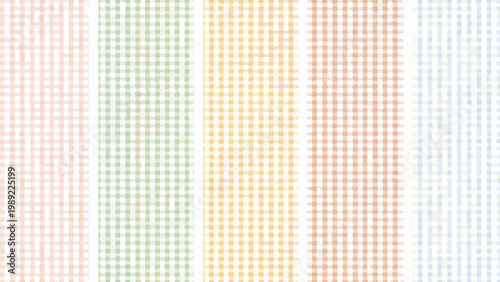 Colorful gingham patterns displayed vertically in a repeating arrangement