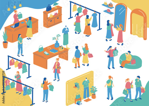 衣料品店の買い物風景