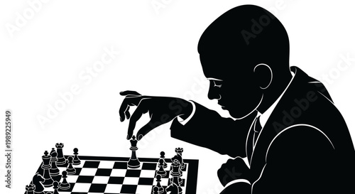 Man playing chess game strategy.