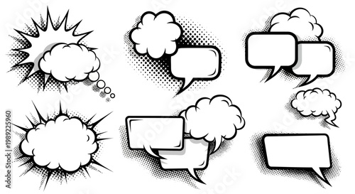 Black and white comic speech bubbles.