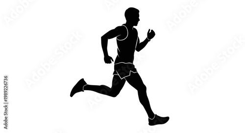 Man Running Silhouette in Motion.