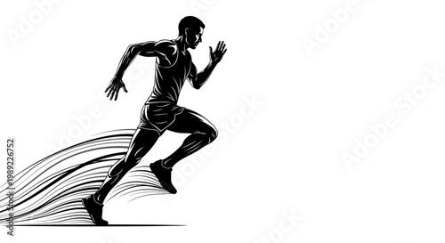 Man Running in Motion Sprinting Fast.