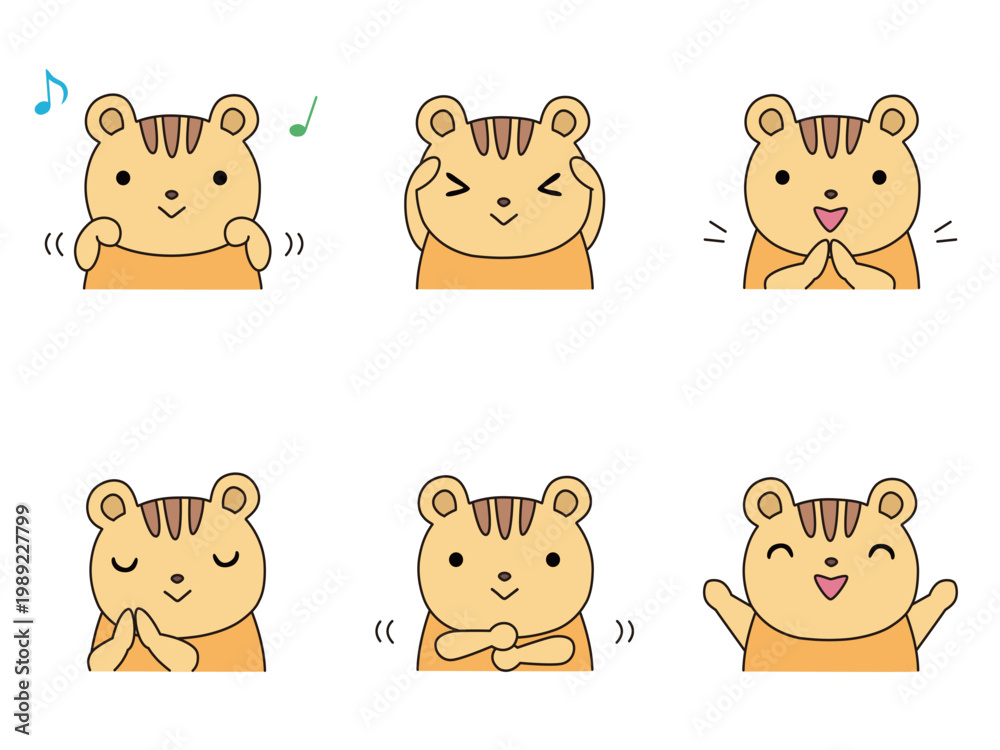 Obraz premium 手遊びをするリスのイラストセット
