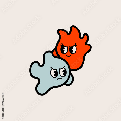 Angry Blue Blob and Red Blob Fighting