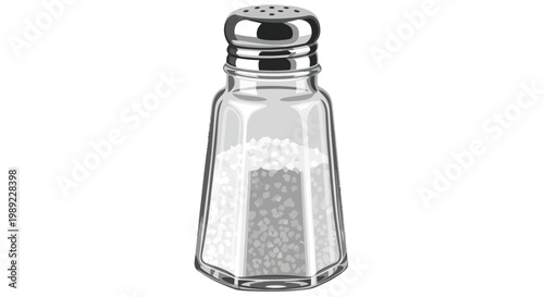 Clear Glass Salt Shaker with Metal Cap and Crystals