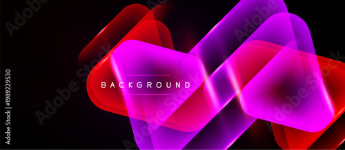 Abstract vibrant layers, pinks, purples, reds overlap. Modern design element, text reads background. Dark backdrop enhances luminosity.