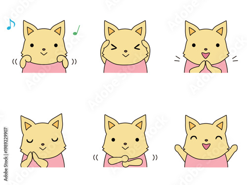 手遊びをするキツネのイラストセット