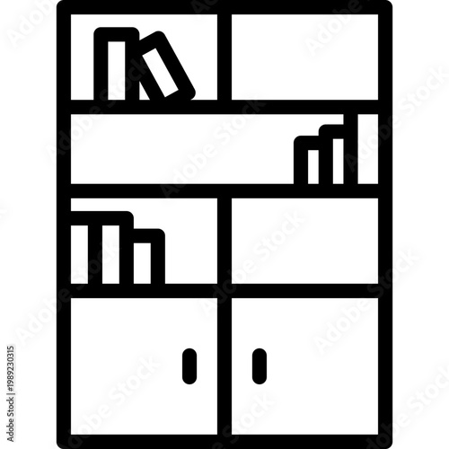 bookshelf icon illustration design with outline