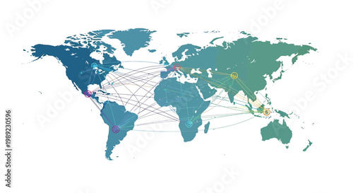 Global connections, world map, transportation routes, travel destinations, geography
