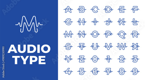 A graphic designer creating audio type fonts on a computer screen