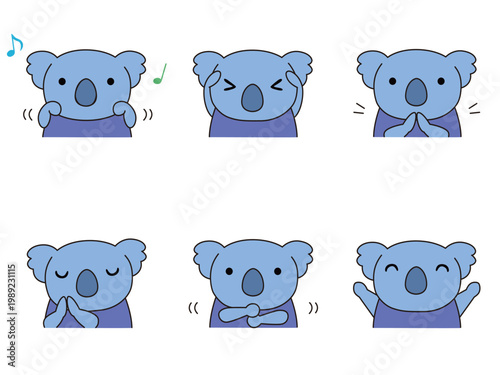 手遊びをするコアラのイラストセット