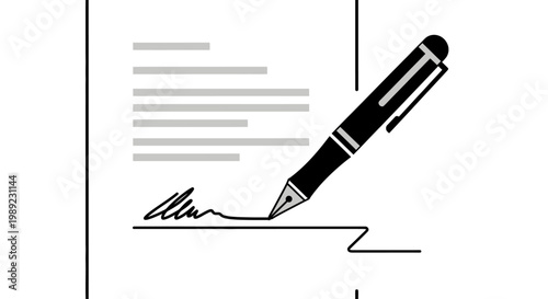 Pen signing a document contract.